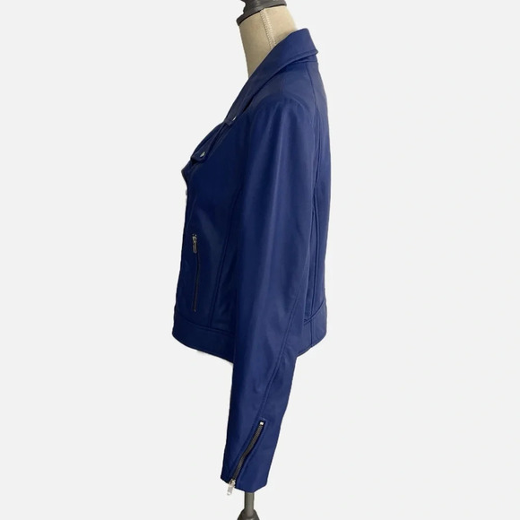 LAMARQUE‎ Women’s Riley Leather Moto Jacket Size XL Blue Asymmetrical NWT - Picture 5 of 12
